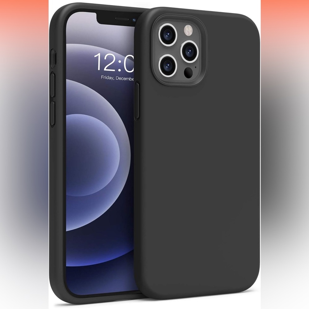 Liquid Silicone Compatible 12 Pro Case 6.1” Protective Case (Black)